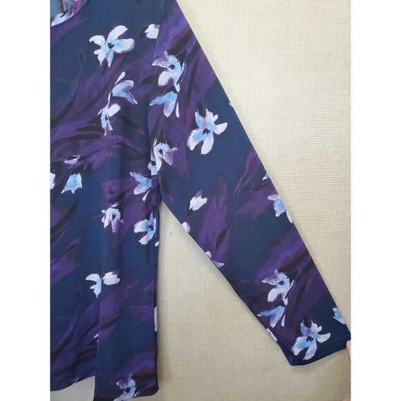 Chico's Multicolor Floral Scoop Neck Long Sleeve Stretchy Blouse Size 3 (XL) - Picture 2 of 5